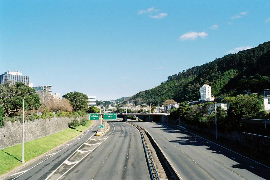An empty motorway in Wellington